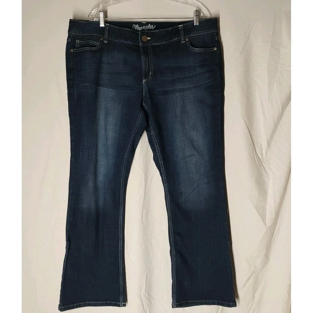 Wrangler Juniors Womens 19 (40x30) Dark Denim Blue Jeans Boot Cut